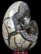 Septarian Dragon Egg Geode - Black Crystals #57346-1